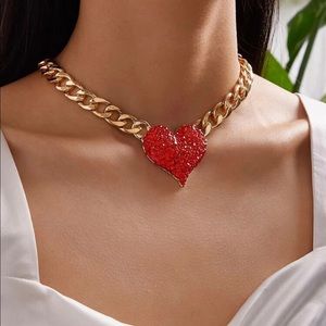 SOLD***Selena* Bedazzled heart chain necklace